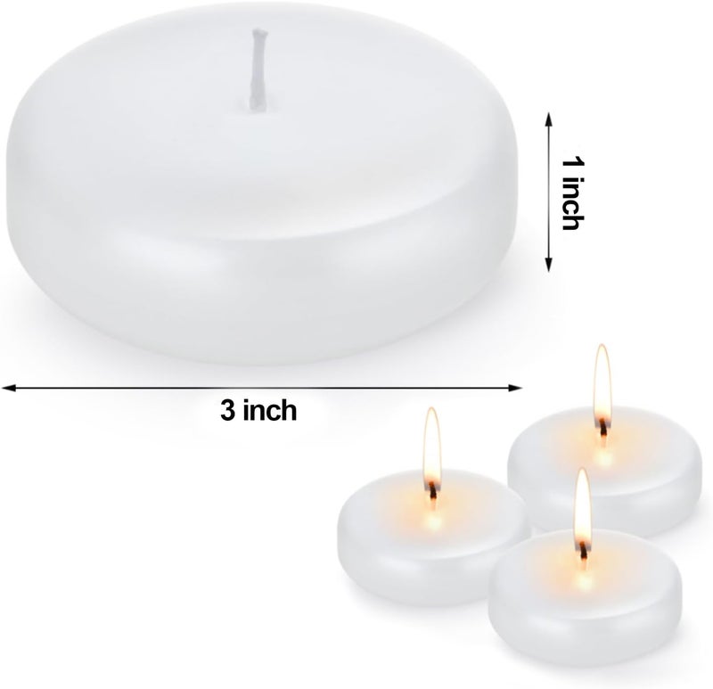 Paichi White Floating Candles for Centerpieces 3 inch, Round Burning Tea Light Candles Unscented Smokeless Paraffin Wax Dripless, for Valentine's Day, Wedding, Party, Home Decor, Pool (12 Pack) - Image 4